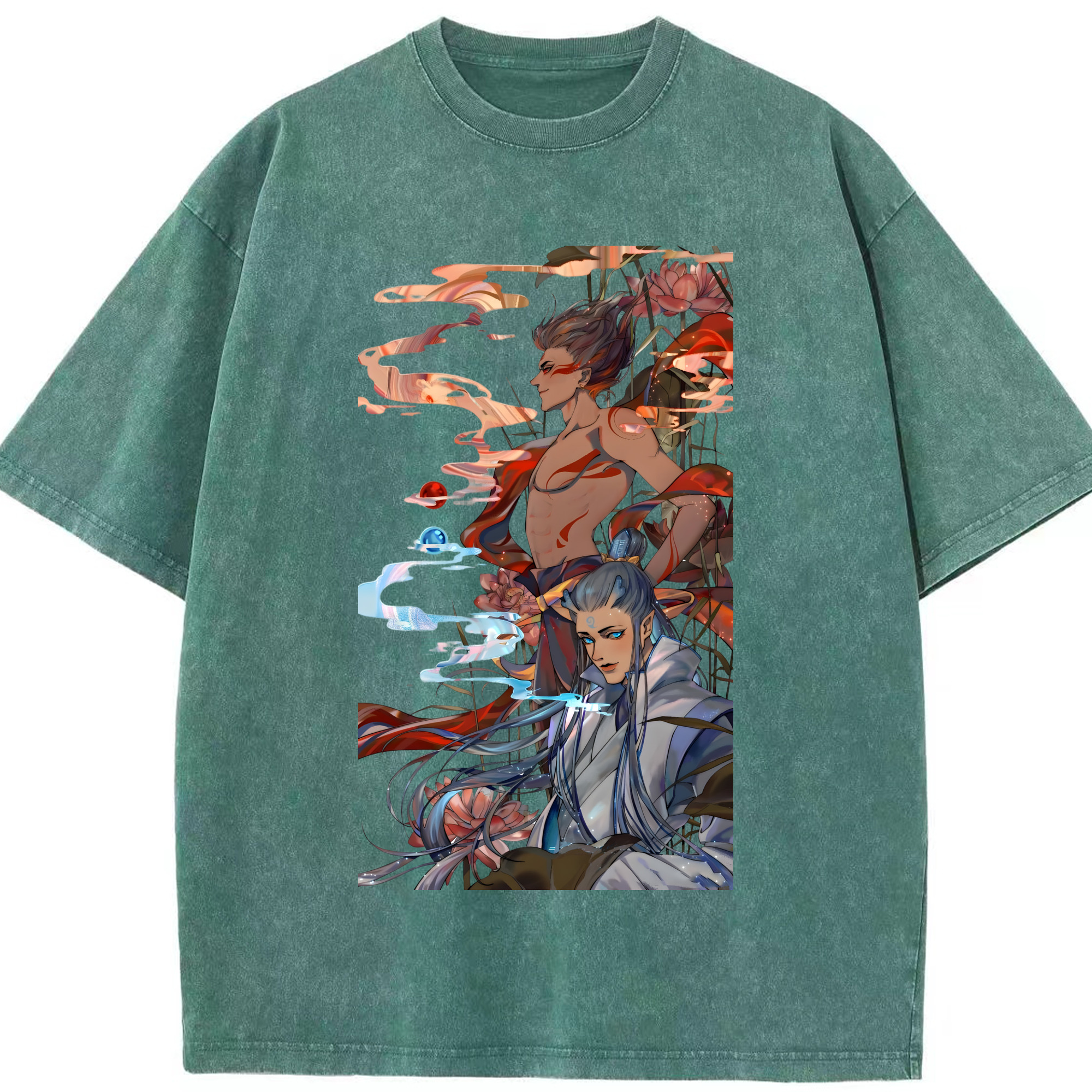 （画像用） Ne Zha 2 ナタ 魔童の大暴れ 綿100% ヴィンテージ風 半袖Tシャツ（フロントプリント）